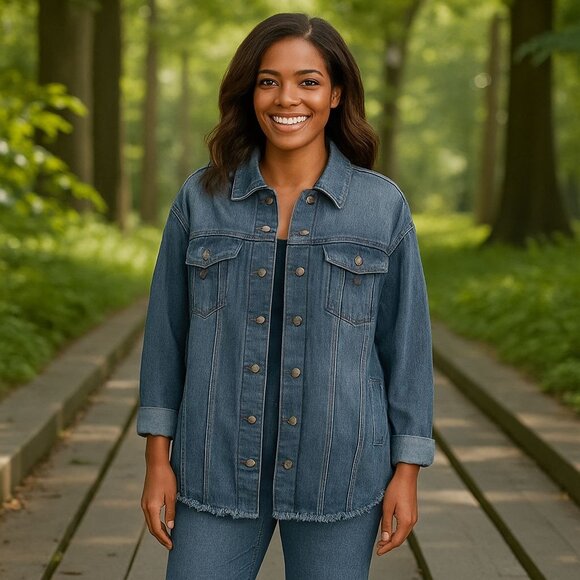 Oversized Denim Jacket Blue Distressed Unbranded 4XL Streetwear Casual Layering - Picture 3 of 9